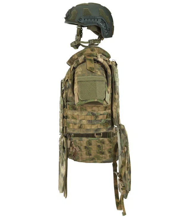 Комплект корсетный бронежилет Страйк ССО с баллистикой ПОЛНЫЙ L (54-58) A-Tacs-FG  / Керамические плиты / Шлем без ушей /