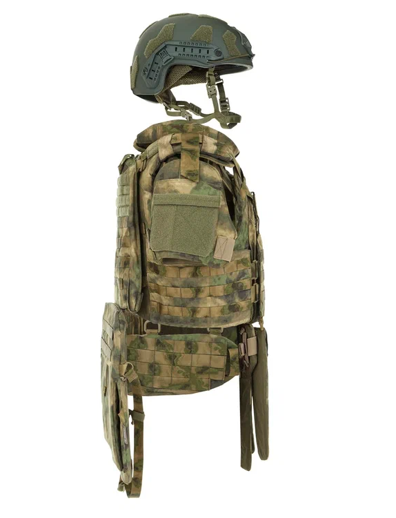 Комплект корсетный бронежилет Страйк ССО с баллистикой ПОЛНЫЙ L (54-58) A-Tacs-FG  / Керамические плиты / Шлем без ушей /